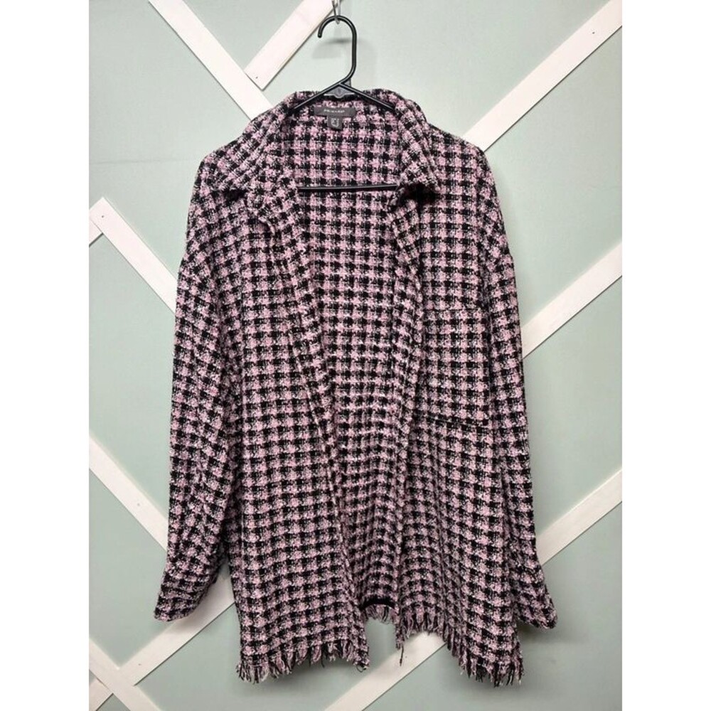 Women’s pink black plaid stacker jacket size US14